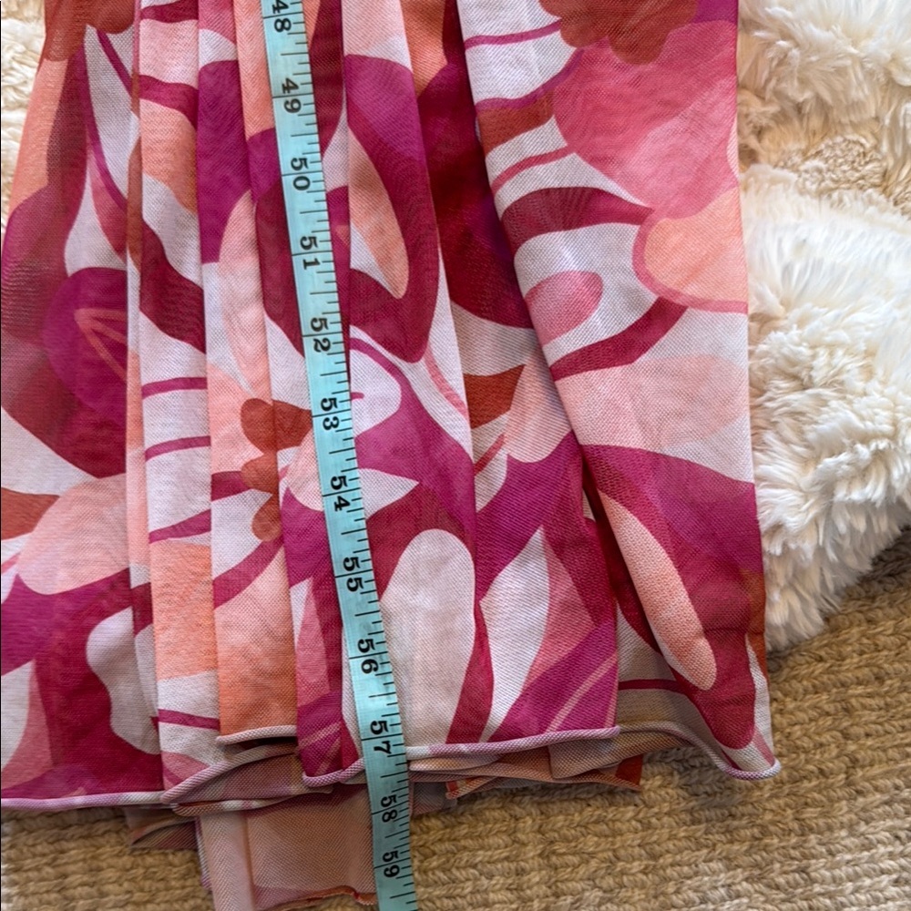 Pink and White Floral Wrap Gown with Bishop Sleeves - Picture 12 of 13